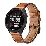 Intoval Compatible Garmin Forerunner 245 Bands/Garmin Forerunner 245/645 Music,20mm Classic Leather Women Men Sport Band Replacement Wrist Straps for Garmin Forerunner 245/645 GPS Running Smartwatch.