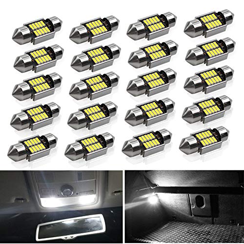 31mm Festoon Led Bulbs ,Viesyled 6000K White Light 10-SMD 4041 Chipsets Canbus No Error for 3175 DE3175 DE3021 3022 3021 Dome License Plate Door Lights Pack of 20