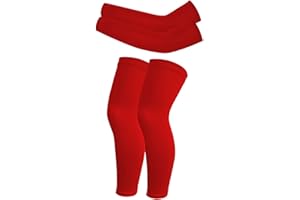 Valcatch Kids Arm Sleeves and Basketball Leg Sleeves Set Non Slip Compression Wraps and UV Sun Protection Leg Sleeves Set