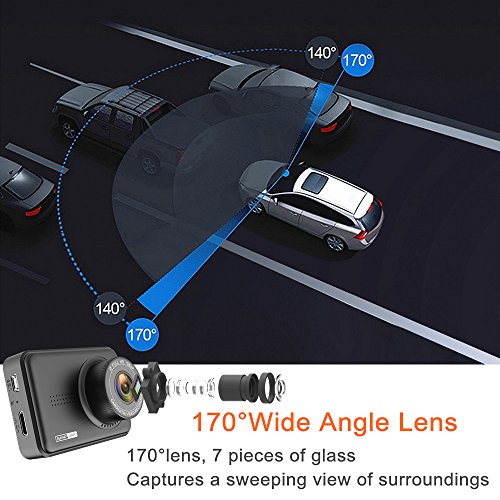 Dash Cam for Cars, 2.45'' LCD Full HD 1080P Car Dashboard Camera Recorder with 170° Wide Angle, Night Vision, G-sensor, Loop Recording, WDR - Thumbnail 2