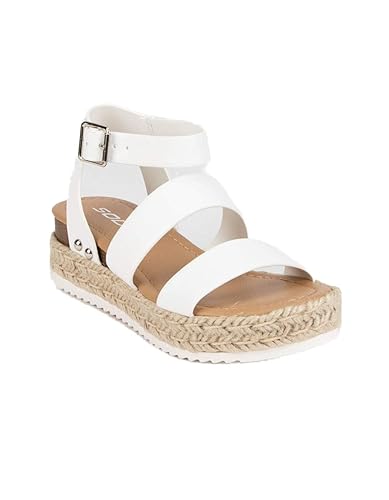 SODA Topic Casual Espadrilles Buckle Ankle Strap Open Toe Sandal (10 M US,  White-Bryce) in Saudi Arabia Whizz Platforms Wedges