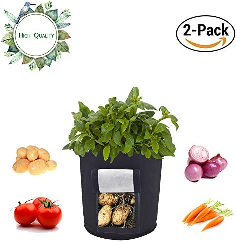 Grow Bag, 2-pack Planter Aeration Fabric Pots, Potato plant bags, Heavy Duty Thickened Nonwoven, with Strap Handles for Nursery Garden and Planting