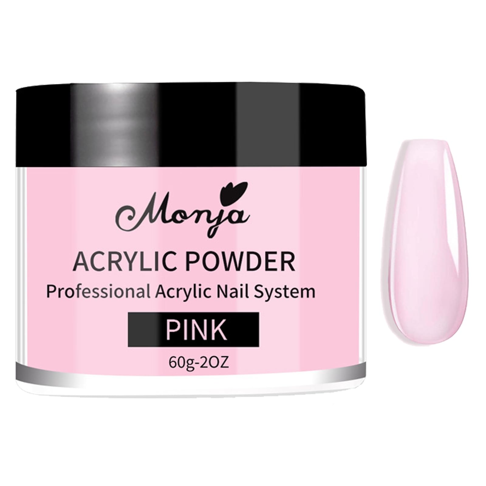 EONFAVE Pink Acrylic Powder - 60g Acrylic False Nail Powders - Large Capacity Acrylic Nail Powder for Nail Acrylic Extension, Nail Carving - No Nail Lamp Needed