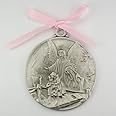 Guardian Angel Crib Medal Pink Ribbon Round 2 3/4 Great Gift great baptism christening gift keepsake gift