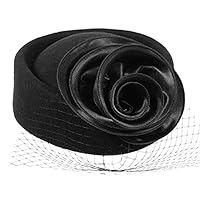 Sheliky Pillbox Hat Fascinator Beret Wool Cocktail Wedding Tea Party Derby Hat for Women (Black)