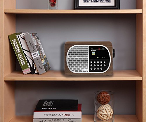 LEMEGA M2A Wi-Fi/DLNA/Spotify connect /Internet Radio/ FM radio with Bluetooth and Clock/Snooze/Alarm table radio (Walnut)