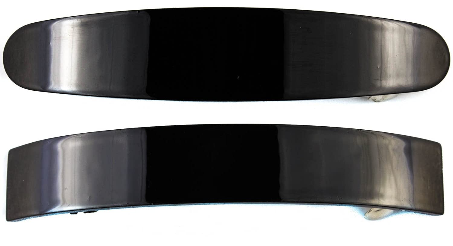 Mytoptrendz® 2 PCS Barrette Hair Clip Plain Large Curved French Clasp Automatic Slide Hairpin Buckle For Thick Hair Women Girls Hair Up Do Accessory (Black-1 each shape)
