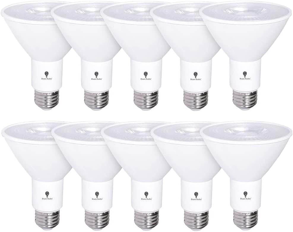 Photo 1 of 10 Pack PAR30 Outdoor LED Flood Light Bulb 12W 100 Watt Equivalent 900 Lumens Dimmable Waterproof E26 6000K Daylight Deluxe LED Flood Light Bulbs for Security Spotlight Bulb Led Recessed Light Bulbs