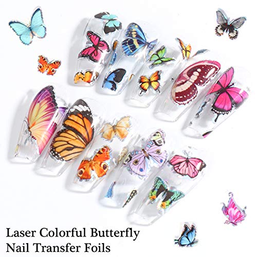 Butterfly Nail Art Stickers Transfer Foils Butterflies Nail Foil Laser Glitter Butterfly Nail