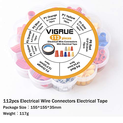 VIGRUE 113PCS Electrical Wire Connectors Screw Terminals,with Spring Insert Twist Nuts Caps Connection Assortment Set