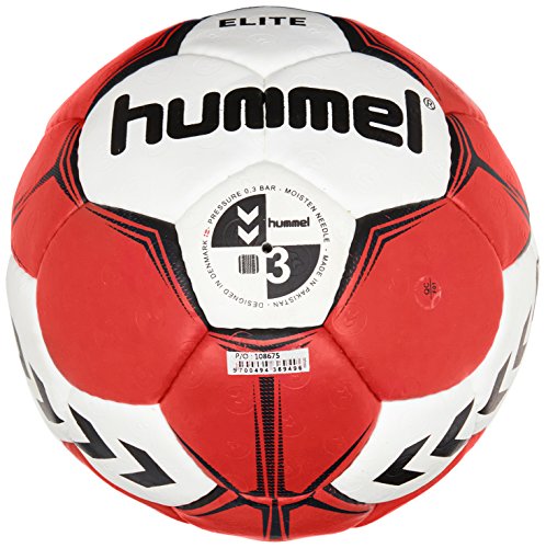Hummel Unisex_Adult SMU Elite HB Handball, White (White/Red), 3 (EU) - Thumbnail 2