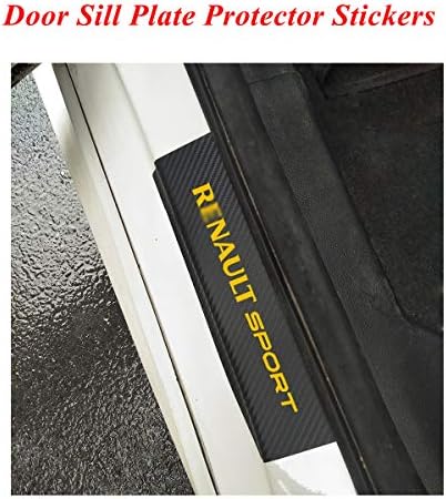 Door sill protector film with Renault sport logo, door sill plate protector film stickers, Door sill entry guards protector stickers, door Sill Scuff Plate Protector Sticker for Renault series Yellow