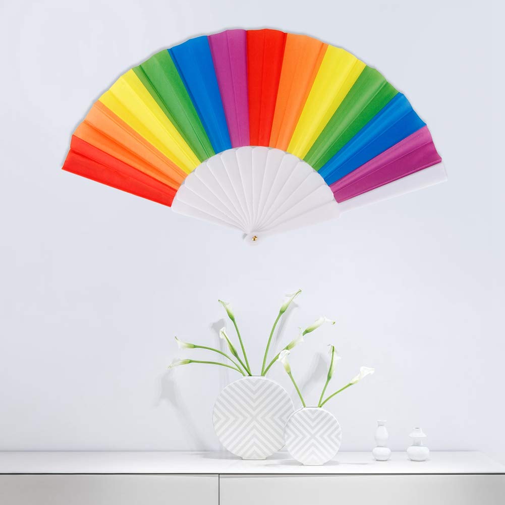 Rainbow Fans,Rainbow Handheld Folding Fan,5Pcs Folding Fan,Handheld Foldable Fans,Colorful Hand Held Fans Summer Accessory Stage for Rainbow Pride Party Decoration LGBTQ Accessories (Vertical)