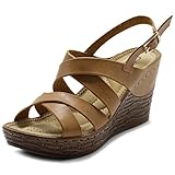 Ollio Women's Shoe Cross Strap Platform Wedge Heel Sandal