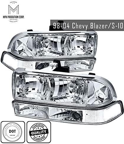 MPH 98-04 Chevrolet Blazer/S-10 CH OEM Driver & Passenger Replacement Headlights Lamps Assembly