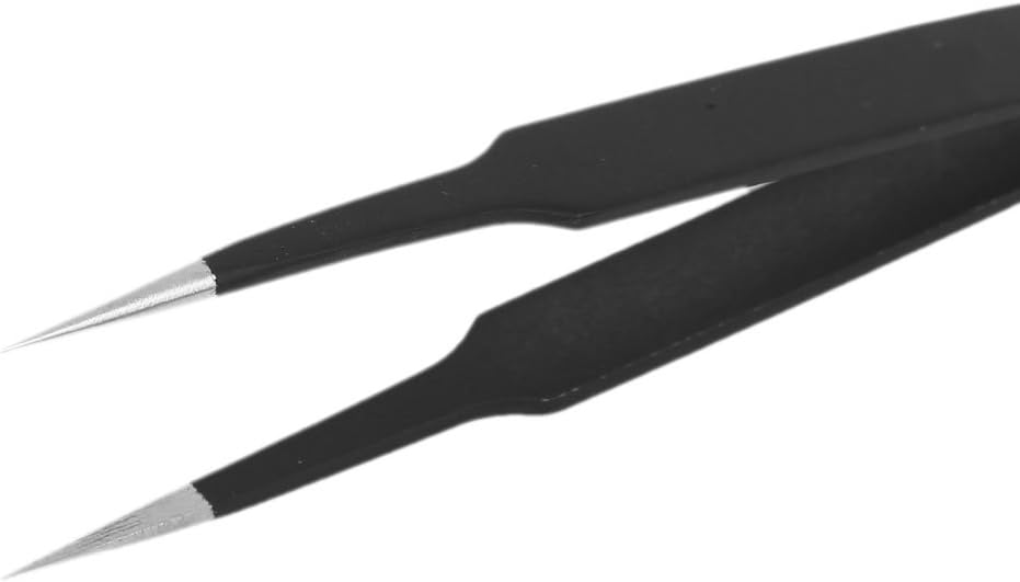 Sourcingmap Metal Anti-Magnetic Pointed Tip Needle Nose w Curved Tweezer Set Black 2 in 1 - Image 3