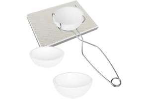 YIEPET 5 Pieces Small Melting Ceramic Crucible Bowl Dish Cup Set Include Honeycomb Soldering Board Quartz Plate Melting Gold Silver Copper with Whip Tongs Handle 2A