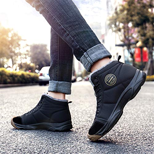UPSOLO Mens Ankle Snow Booties Backpacking Hiking Boots Warm Soft Sole Comfortable Extra Wide Width Thicken Lightweight Walking Casual Sneakers(6118 Black 44)