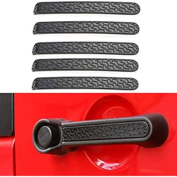JeCar Grab Handle Inserts Cover 5Pcs,ABS Front & Rear Door Black Handle Decoration Trim for Jeep Wrangler JK 4 Door Rubicon Sahara X Sport Accessories Parts 2007-2018(Black)