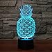 Pineapple 3D Illusion Lamp LED Pineapple Night Light for Living Bedroom Decor 16 Colors Changing USB Charging/Battery Powered Ananas Desk Table Lamp for Party Supplies Birthday Gift Toys for Kid