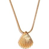 Izpack Minimalist Sea Shell Pendant Necklace for Women Stainless Steel Fashion 18K Golden Plated Beach Party Jewelry Gifts Seashell Adjustable Necklaces Chain