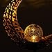 YUNLIGHTS Garden Solar Lights Pathway Outdoor Moon Crackle Glass Globe Stake Metal Lights,Waterproof Warm White LED for Lawn,Patio or Courtyard