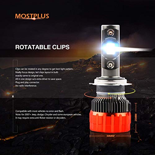 MOSTPLUS 8000 Lumens 80W/Pair-H7+H11+H11 All-in-One LED-TX1860 Chip Really Focused Headlight Bulbs Super Mini Conversion Kit Xenon White Three Years Warranty (3 Pairs) - Thumbnail 6