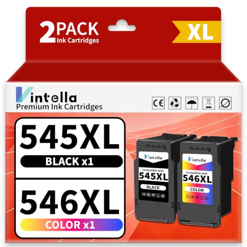 Vintella PG-545XL CL-546XL Ink Cartridges Replacement for Canon 545 and 546 545XL 546XL for Canon PIXMA MX495 TR4550 TR4551 MG2550s MG2555s TS3150 TS3151 TS3350 MG3050 MG3050 MG3050 MG3055s 1 (Black