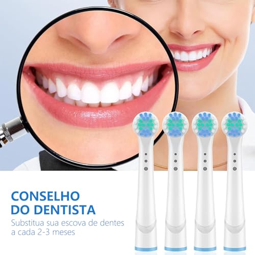Kit de 16 Refil Compatível com Escova de Dentes Elétrica Oral B, 4 Tipos de Cabeças de Escova de Dentes Elétrica para Limpeza Profunda e Clareamento dos Dentes, Cerdas Meio Macias