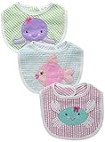Baby Aspen, Beach Buddies 3-Piece Bib Gift Set, Pink/Purple/Green, 0-9 Months