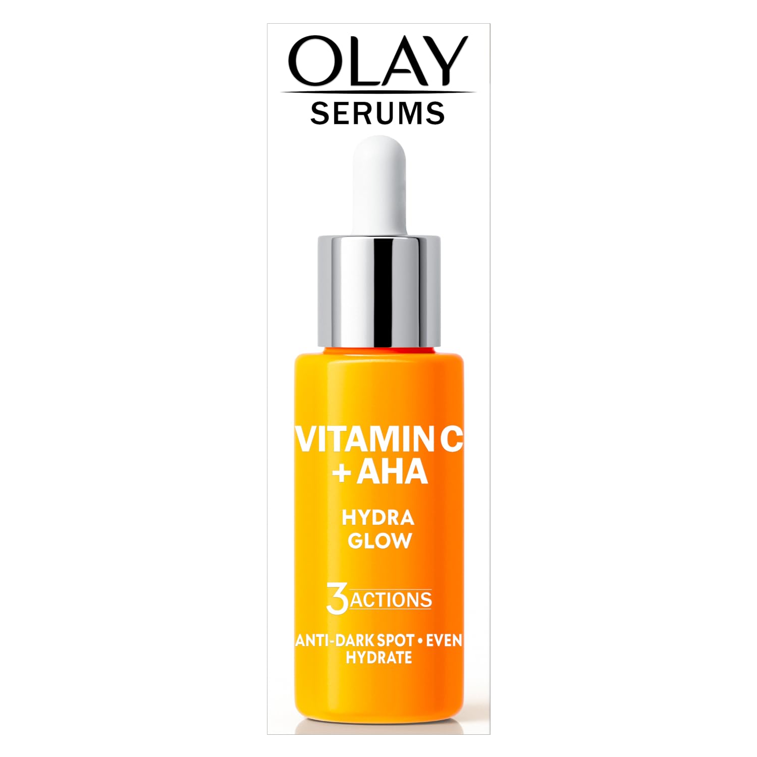 Olay Vitamin C Serum for Face, Skincare with AHA and Niacinamide at 99 Percent Purity, Brightening Skin Care with 3 Actions: Anti Dark Spot Action, Evens, Hydrates, Non Greasy, Non Sticky, 40ml