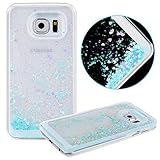 S7 Edge Quicksand Case, Pansonite Fashion Creative Design Flowing Liquid Floating Luxury Bling Glitter Sparkle Love Heart Hard Case for Samsung S7 Edge (Blue)