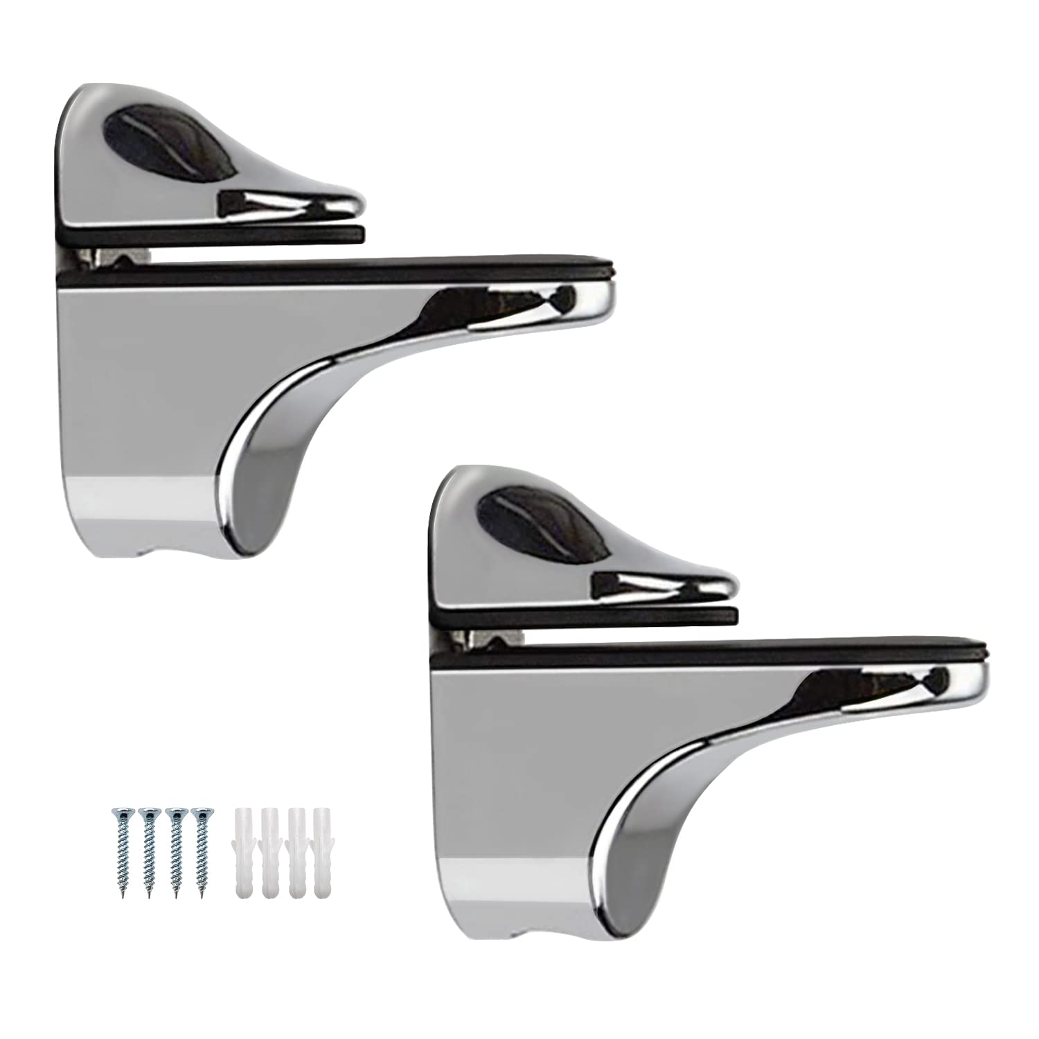 WJUAN 2 Pcs Adjustable Glass Shelf Bracket, for Wooden/Glass Shelf of 5-22mm Thickness (Duckbill) — image 1