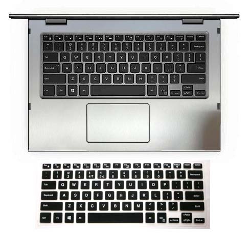 BingoBuy 2in1 Palmrest Decal Skin Cover + US Layout Keyboard Protector skin for 13.3'' Dell Inspiron 13-5368 i5368 13-5378 i5378 13-5379 i5379 (matte silver palmrest sticker+black keyboard skin) - Thumbnail 4