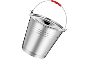 JOINPAYA Stainless Steel Ash Bucket: 20CM/4L Large Capacity Milk Pails Ice Buckets Firewood for Ashes Coal Outdoor BBQ Cleani