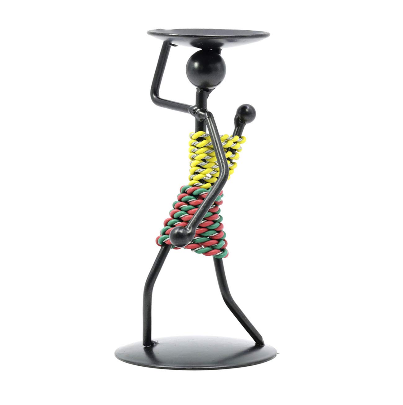 Iron Candlestick Charming Beautiful Metal Candle Holder African Women Style African Tribal Lady Candle Holder Metal Ornaments for Home Dining Room Decor (A)