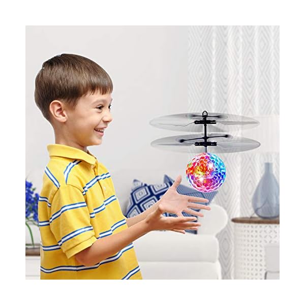 Betheaces Flying Ball, Kids Toys RC Flying Hover Disco Ball Toy Helicopter Drone Infrared Induction with Built-in Flashing LED Light Gifts for Boys Girls Teenagers Indoor and Outdoor Handheld Games