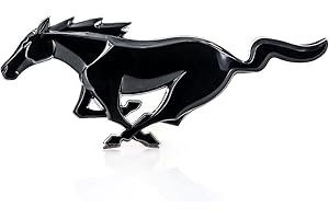 Official Ford Product. Mustang Pony Logo Plastic Emblem. Industrial Strength 3M Adhesive Backing. 3 1/4" Long. (Black) (Black)