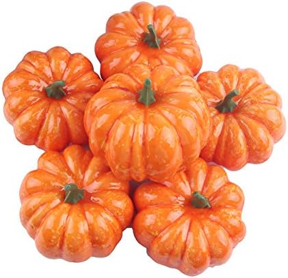 Transcend11 6pcs Simulated Foam Pumpkin Artificial Lifelike Fake Vegetable Party Market Display Kids Toy Home Kitchen Halloween Decoration Gift Photography Props