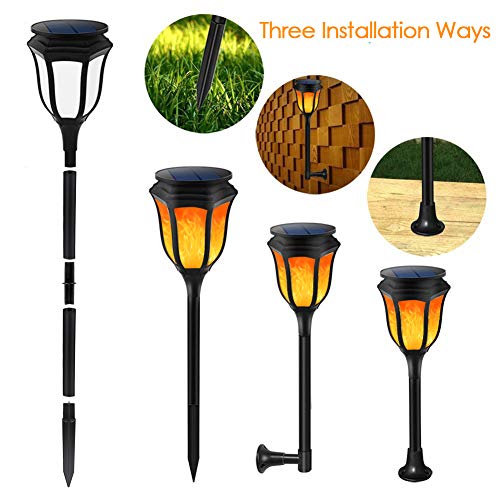 Solar Torch Light with Flickering Flame,ALOVECO 3-in-1 Solar Lights Outdoor Waterproof Solar Flame Lights Landscape Decoration Lighting LED Garden Lights Auto On/Off Torches Light for Patio,Yard-2PACK - Thumbnail 4