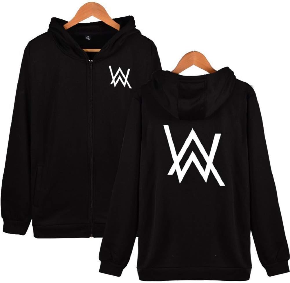 Meelanz Alan Walker Hoodie Black Adult Before and After AW Zip Hoodie (XXXL)