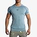Jed North Men's Bodybuilding Workout Short Sleeve Tee Slim Fit T Shirt for Gym Aqua Blue Medium