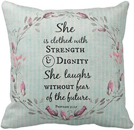 Ninjz8 18" x 18" Proverbs 31 Bible Verse Pillow Decorative Throw Pillow Case Cushion Cover