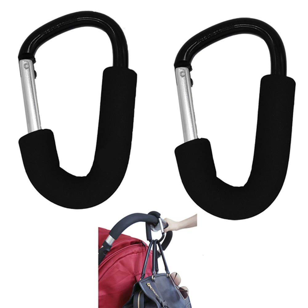 Large Aluminium Stroller Hook set 2 Pack (Black) by YoukwerMultipurpose Mommy Hooks Hanging