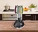 Kitchen Utensils with Holder 7 Pc Cute Utensil Set - Colorful Handles, Stainless Steel Core and Large Nylon Heads By RSG
