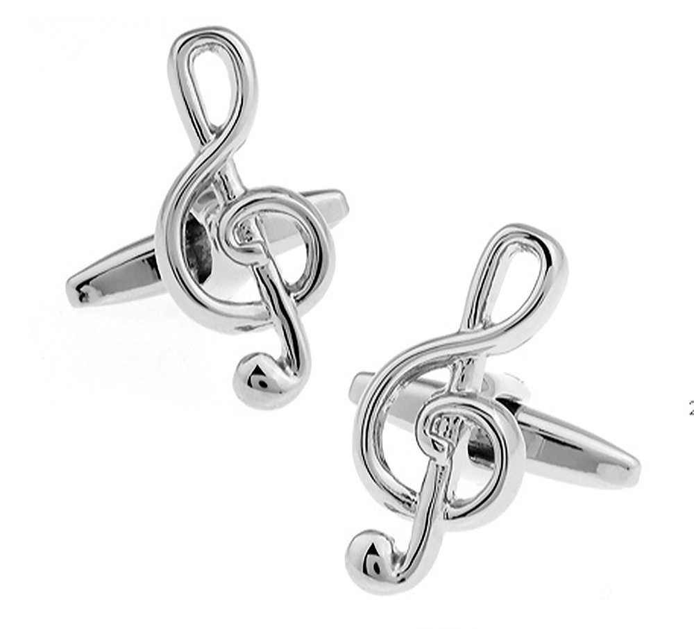 Ashton and Finch Treble Clef Music Cufflinks for Men – Novelty Silver Musical Note Gift for Music Teachers