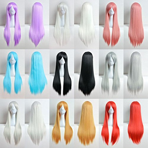 DEESEE(TM) 80cm Full Wig Long Straight Wig Cosplay Party Costume Hair Cosplay wig