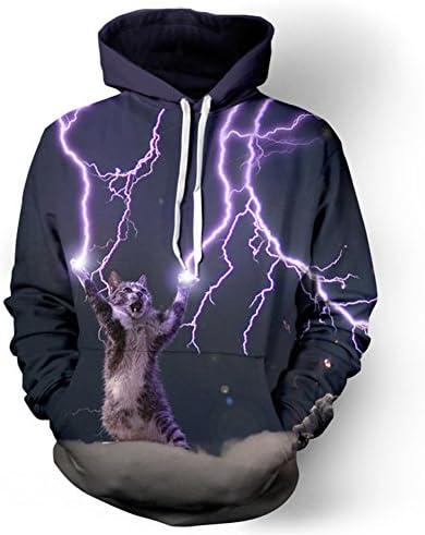 East Knitting 3d Digital Print New Fashion Thunder Hoodie Sweatshirt Jacket (L, F1396)