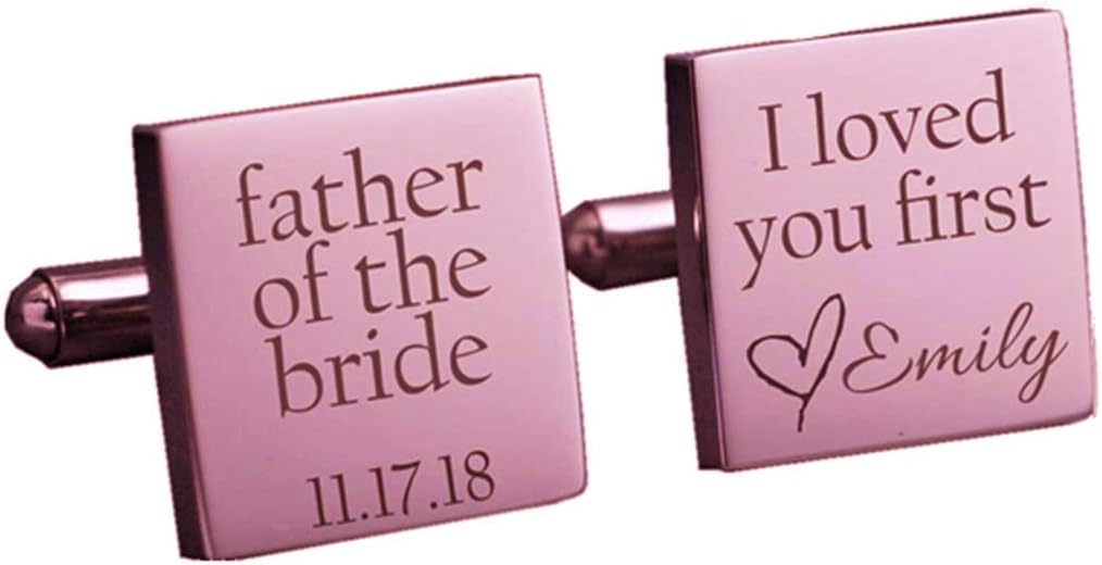 Personalized 925 Sterling Silver Wedding Cufflinks for Men Custom Made with Any Name and Date
