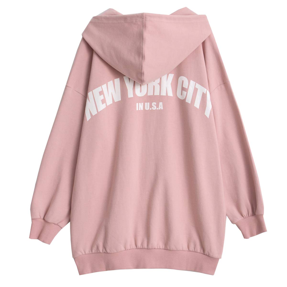 Women\'s Full Zip Hoodie Loose Casual Sweatshirts (Pink, Medium)